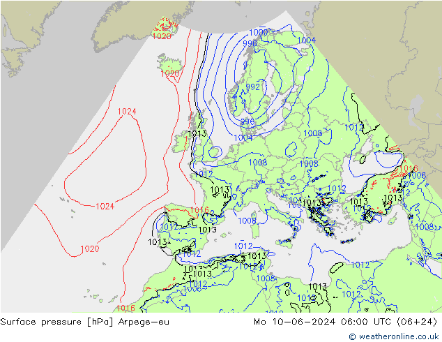 pression de l'air Arpege-eu lun 10.06.2024 06 UTC
