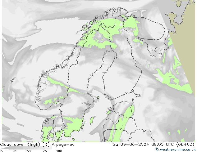 Nubes altas Arpege-eu dom 09.06.2024 09 UTC