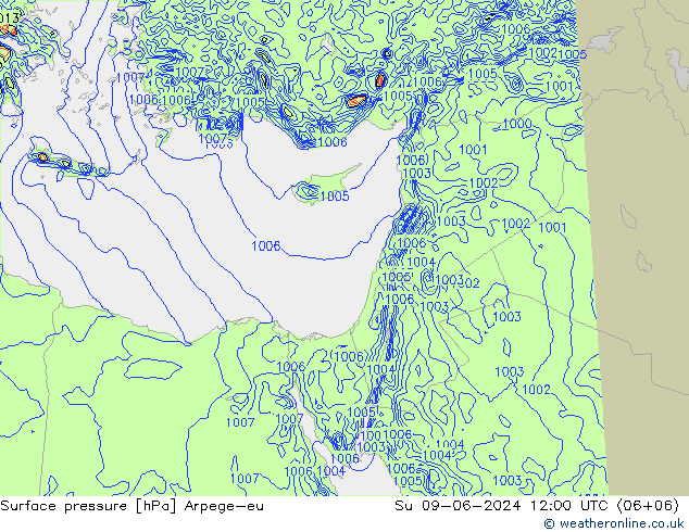 приземное давление Arpege-eu Вс 09.06.2024 12 UTC