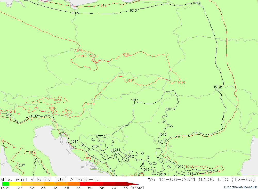 Max. wind snelheid Arpege-eu wo 12.06.2024 03 UTC