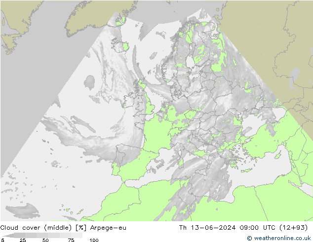 Bewolking (Middelb.) Arpege-eu do 13.06.2024 09 UTC