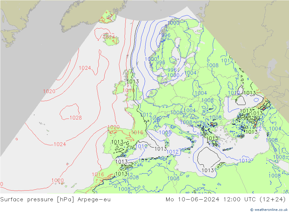 Luchtdruk (Grond) Arpege-eu ma 10.06.2024 12 UTC