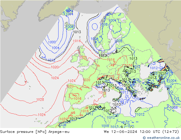Bodendruck Arpege-eu Mi 12.06.2024 12 UTC
