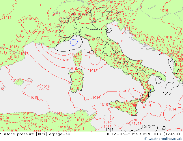 Luchtdruk (Grond) Arpege-eu do 13.06.2024 06 UTC