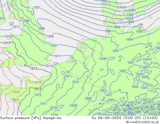 pressão do solo Arpege-eu Dom 09.06.2024 15 UTC