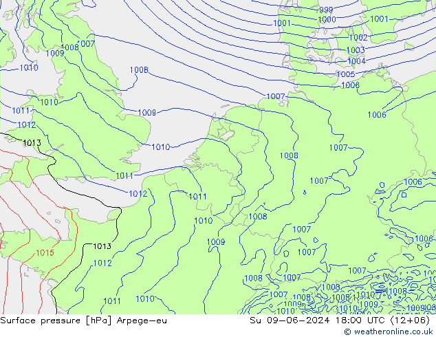 Bodendruck Arpege-eu So 09.06.2024 18 UTC