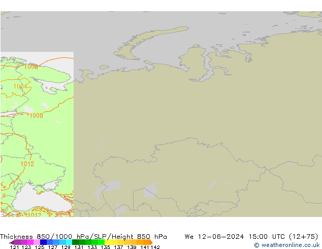 Thck 850-1000 hPa Arpege-eu  12.06.2024 15 UTC