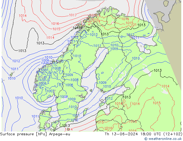 Bodendruck Arpege-eu Do 13.06.2024 18 UTC