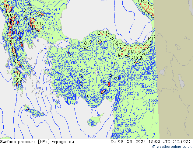 Yer basıncı Arpege-eu Paz 09.06.2024 15 UTC
