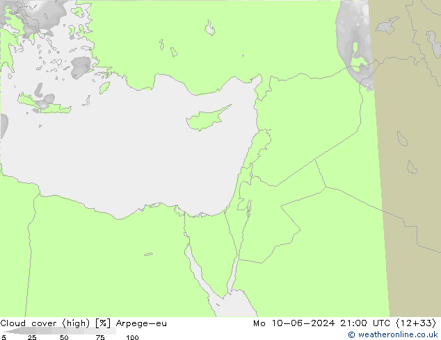zachmurzenie (wysokie) Arpege-eu pon. 10.06.2024 21 UTC