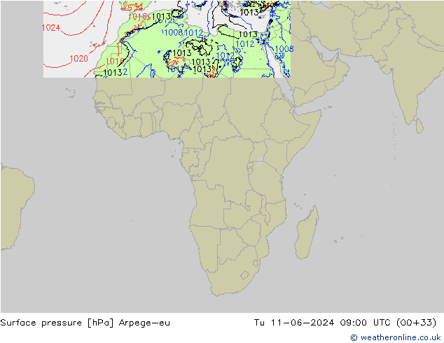 pression de l'air Arpege-eu mar 11.06.2024 09 UTC