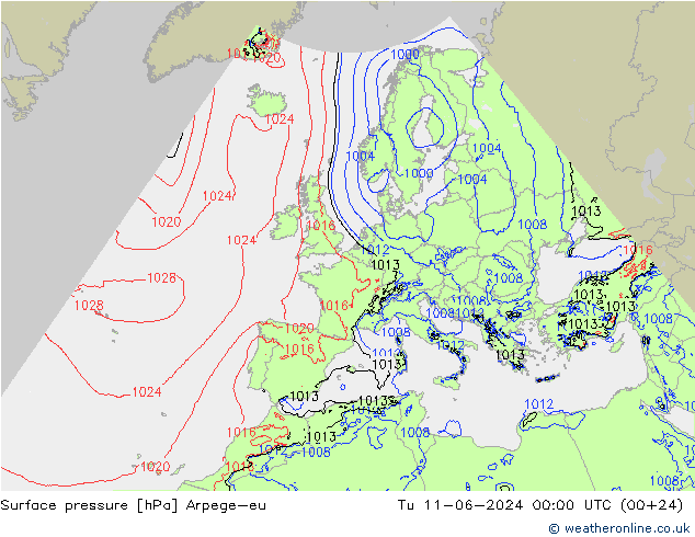 Luchtdruk (Grond) Arpege-eu di 11.06.2024 00 UTC