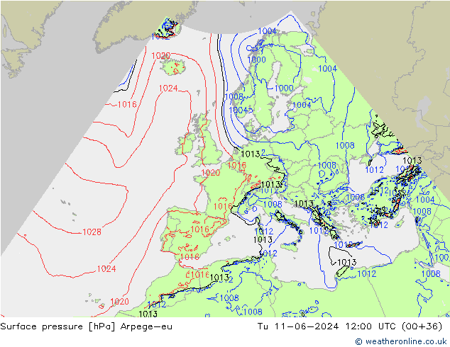 Yer basıncı Arpege-eu Sa 11.06.2024 12 UTC