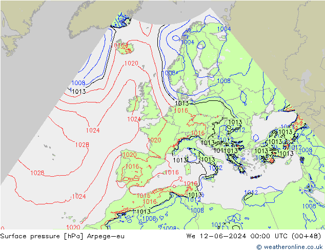 Yer basıncı Arpege-eu Çar 12.06.2024 00 UTC