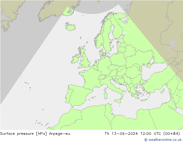 Presión superficial Arpege-eu jue 13.06.2024 12 UTC