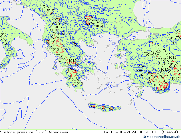 pressão do solo Arpege-eu Ter 11.06.2024 00 UTC