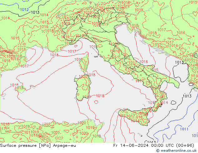 Yer basıncı Arpege-eu Cu 14.06.2024 00 UTC