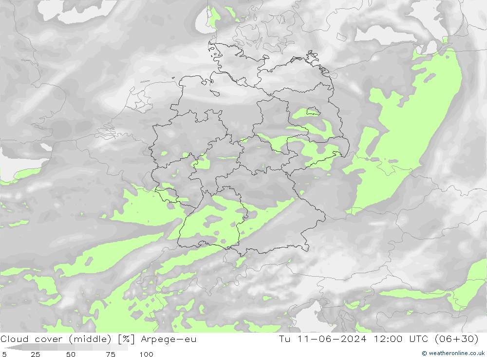 Nuages (moyen) Arpege-eu mar 11.06.2024 12 UTC