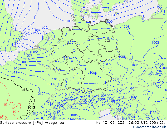 Bodendruck Arpege-eu Mo 10.06.2024 09 UTC
