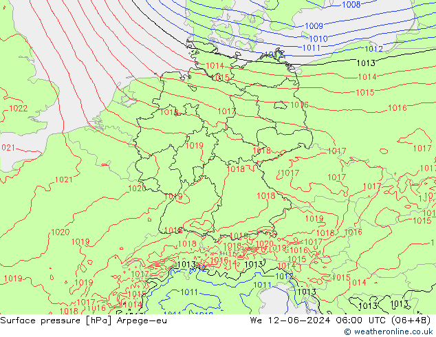 Bodendruck Arpege-eu Mi 12.06.2024 06 UTC