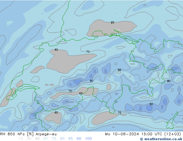 RV 850 hPa Arpege-eu ma 10.06.2024 15 UTC