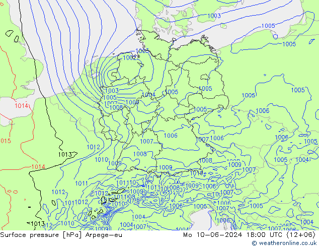 Bodendruck Arpege-eu Mo 10.06.2024 18 UTC