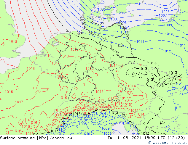 Presión superficial Arpege-eu mar 11.06.2024 18 UTC