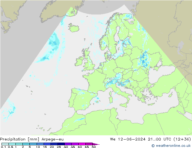 Precipitazione Arpege-eu mer 12.06.2024 00 UTC