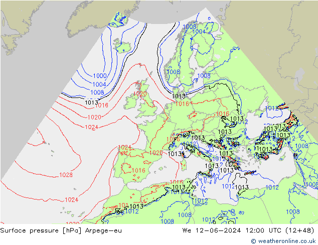 Atmosférický tlak Arpege-eu St 12.06.2024 12 UTC