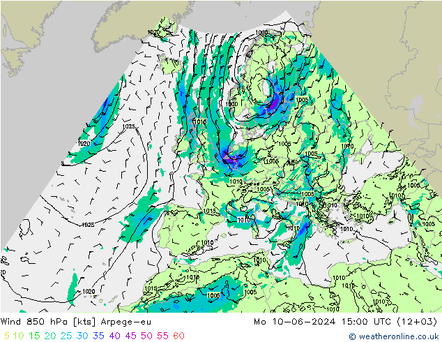 Wind 850 hPa Arpege-eu Mo 10.06.2024 15 UTC
