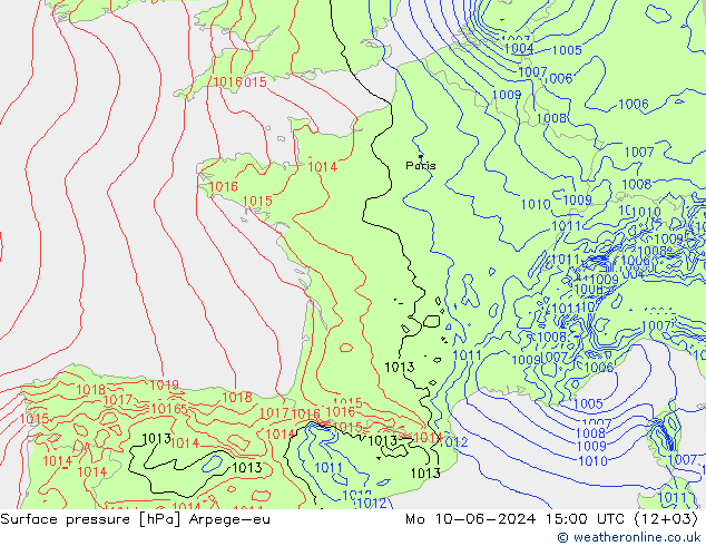 Bodendruck Arpege-eu Mo 10.06.2024 15 UTC