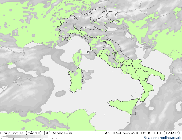 nuvens (médio) Arpege-eu Seg 10.06.2024 15 UTC
