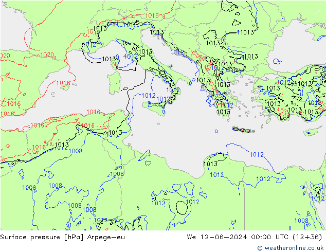 приземное давление Arpege-eu ср 12.06.2024 00 UTC