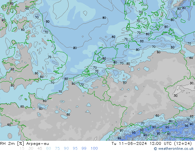 RH 2m Arpege-eu  11.06.2024 12 UTC