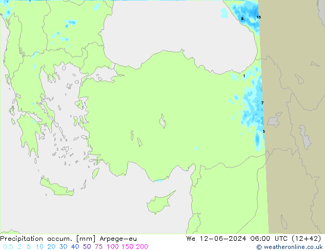 Precipitation accum. Arpege-eu mer 12.06.2024 06 UTC