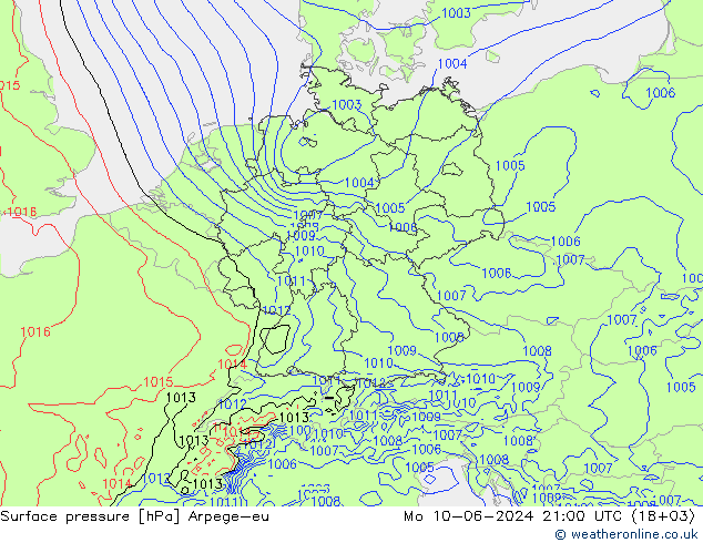 Yer basıncı Arpege-eu Pzt 10.06.2024 21 UTC