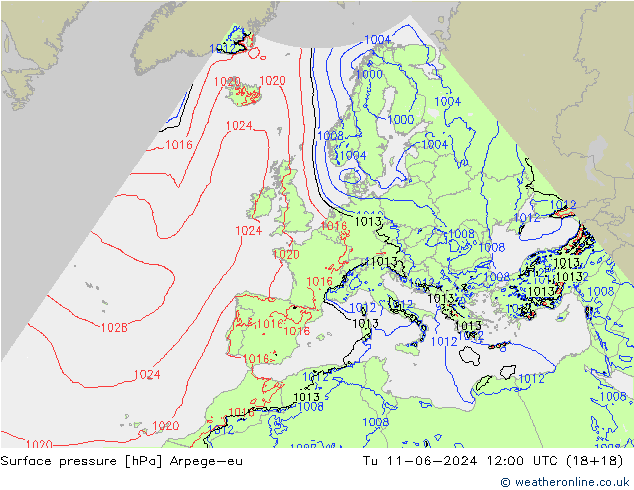 Luchtdruk (Grond) Arpege-eu di 11.06.2024 12 UTC