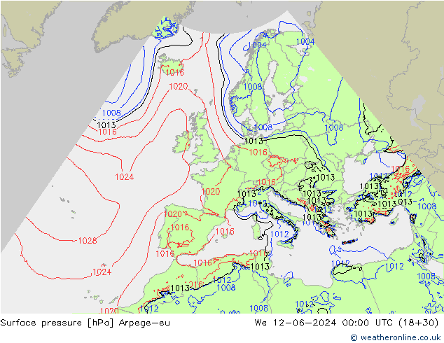 pression de l'air Arpege-eu mer 12.06.2024 00 UTC
