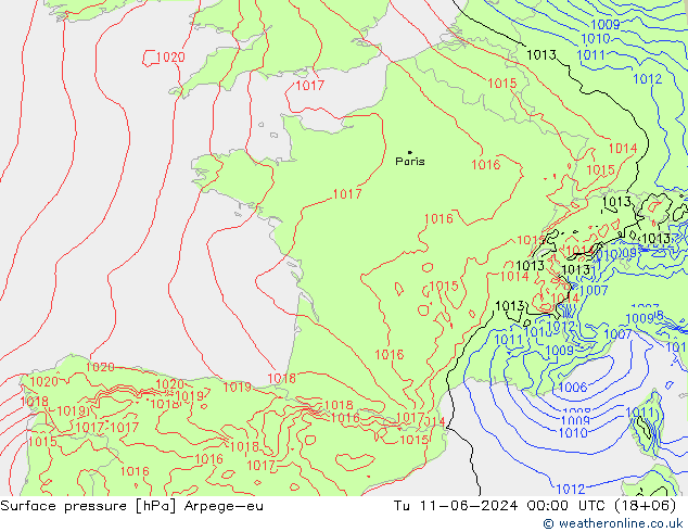 Bodendruck Arpege-eu Di 11.06.2024 00 UTC