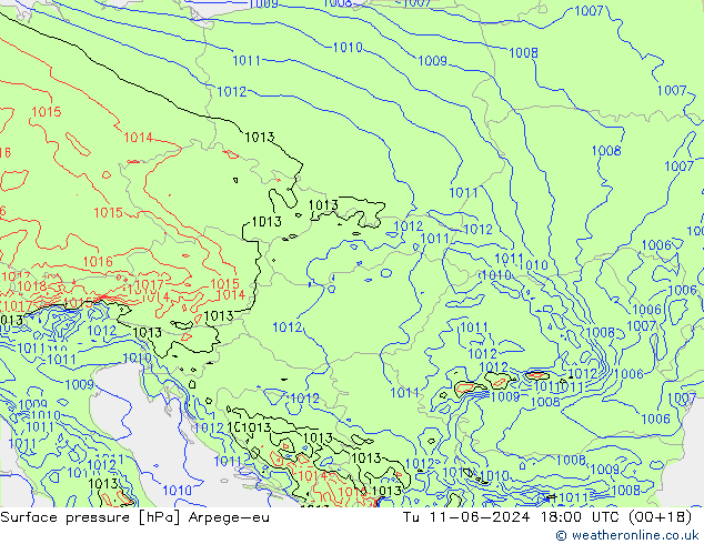 Yer basıncı Arpege-eu Sa 11.06.2024 18 UTC