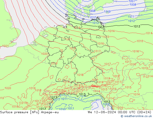 Luchtdruk (Grond) Arpege-eu wo 12.06.2024 00 UTC