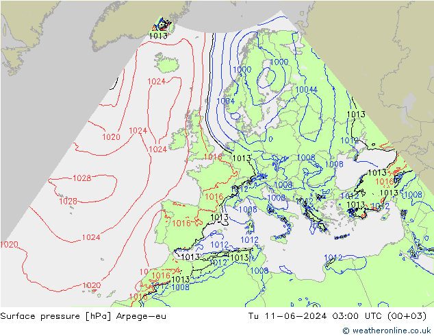 pression de l'air Arpege-eu mar 11.06.2024 03 UTC