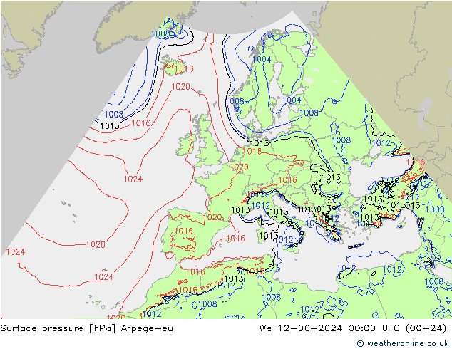 Atmosférický tlak Arpege-eu St 12.06.2024 00 UTC