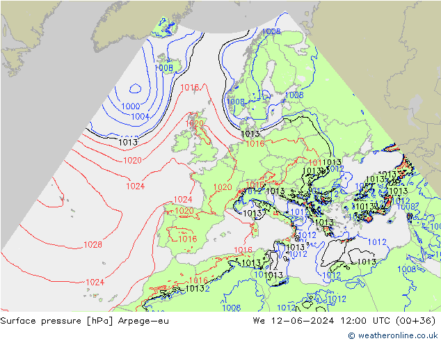 pression de l'air Arpege-eu mer 12.06.2024 12 UTC