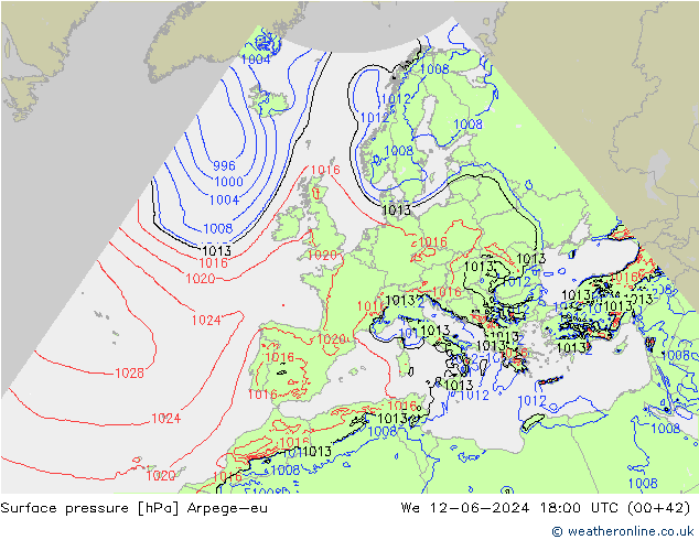 Surface pressure Arpege-eu We 12.06.2024 18 UTC