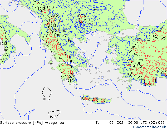 Luchtdruk (Grond) Arpege-eu di 11.06.2024 06 UTC