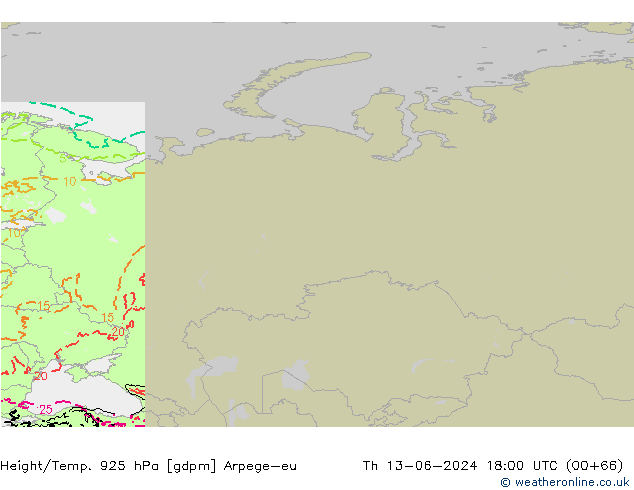 Height/Temp. 925 hPa Arpege-eu gio 13.06.2024 18 UTC