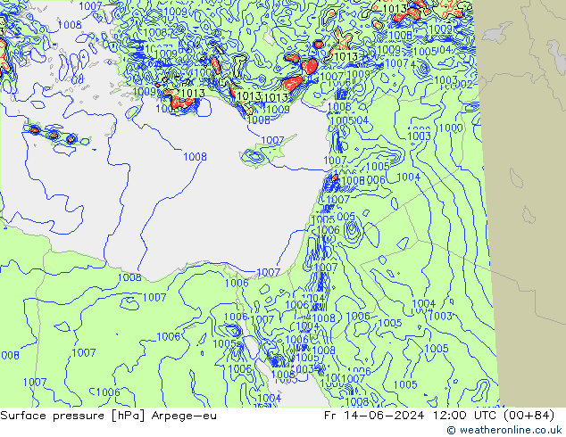 приземное давление Arpege-eu пт 14.06.2024 12 UTC