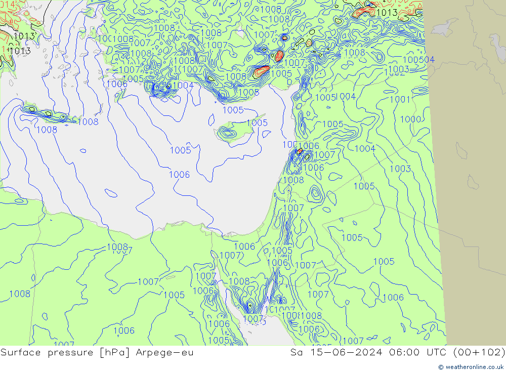 приземное давление Arpege-eu сб 15.06.2024 06 UTC