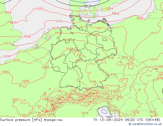 ciśnienie Arpege-eu czw. 13.06.2024 06 UTC